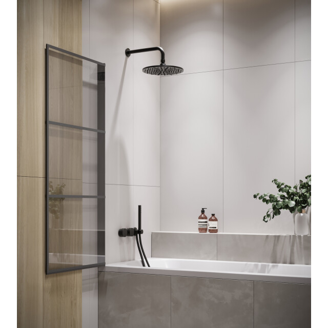 Badplaats Badwand berkan 60 x 140 cm zwart badscherm draaibaar 5 mm dik - 3181174 large