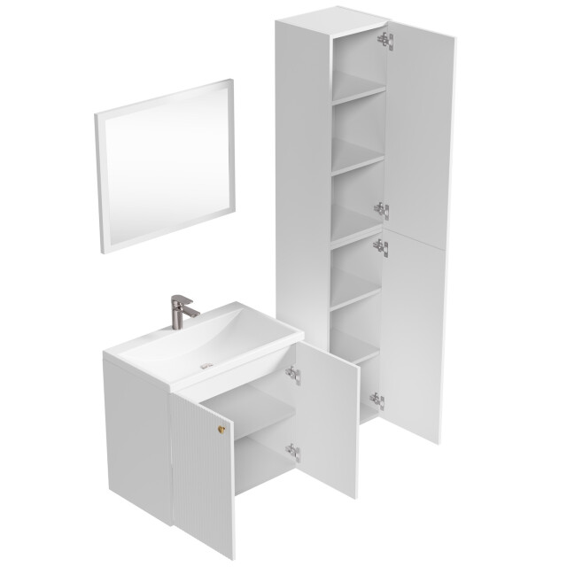 Badplaats Badkamermeubel astana 64 x 37 cm mat wit badmeubel met spiegel en 3180869 large