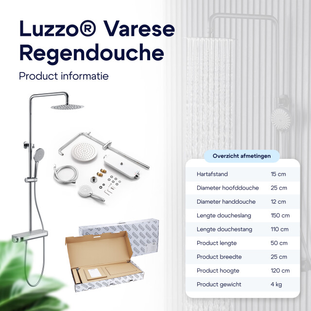 Luzzo ® varese regendouche thermostaat met planchet -chroom/ 3047848 large