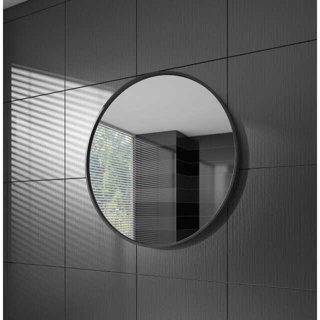 Badplaats Spiegel concave 80 x 80 cm zwart badkamer spiegel rond 3181216 large
