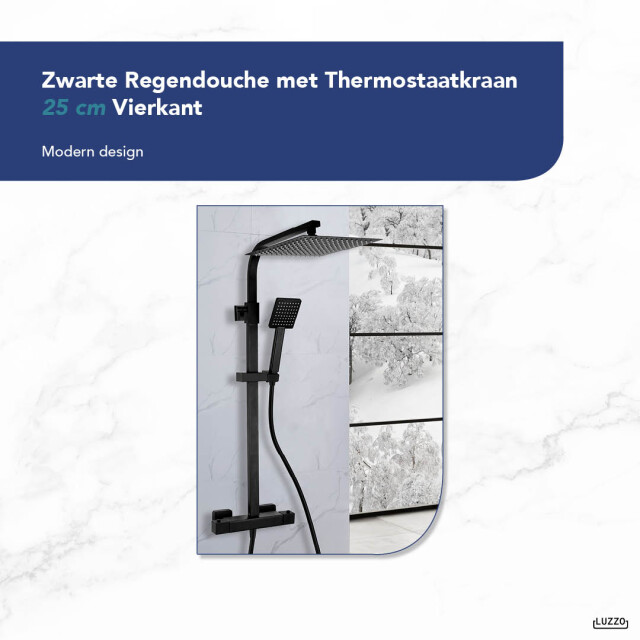 Luzzo ® regendouche met thermostaatkraan 25 cm vierkant 3064346 large