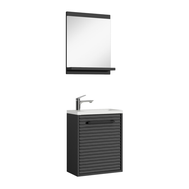 Badplaats Toiletmeubel etna 40 x 22 cm mat zwart fonteinmeubel met wastafel 3180960 large