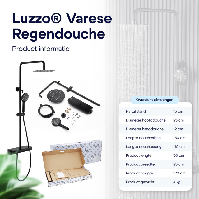 Luzzo ® varese regendouche thermostaat met planchet mat 3047845 large