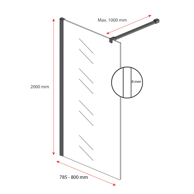 Badplaats Douchewand florida 80 x 200 cm goud – inloopdouche 8 mm 3209788 large