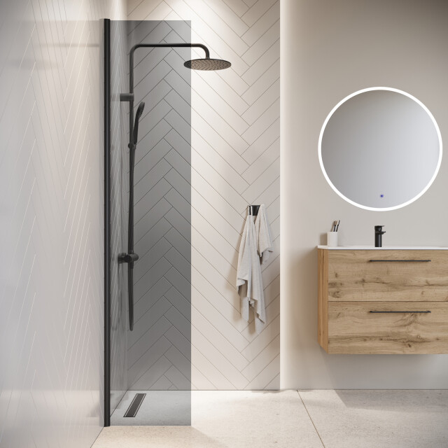 Badplaats Douchewand rizani 40 x 200 cm zwart – getint rookglas inloopdouche 8 3181240 large