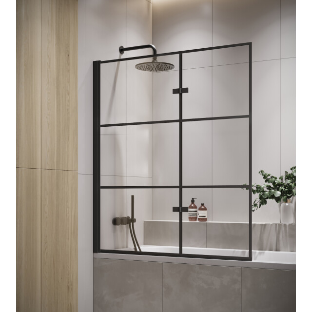 Badplaats Badwand berkan 120 x 140 cm zwart badscherm draaibaar 5 mm dik - 3181427 large