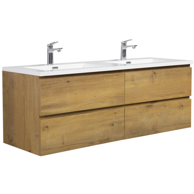 Badplaats Badkamermeubel set angela 140cm eiken badmeubel met wastafel 3181353 large