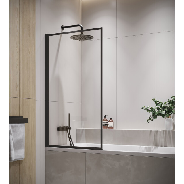 Badplaats Badwand fes 80 x 140 cm zwart badscherm draaibaar 5 mm dik - 3181426 large