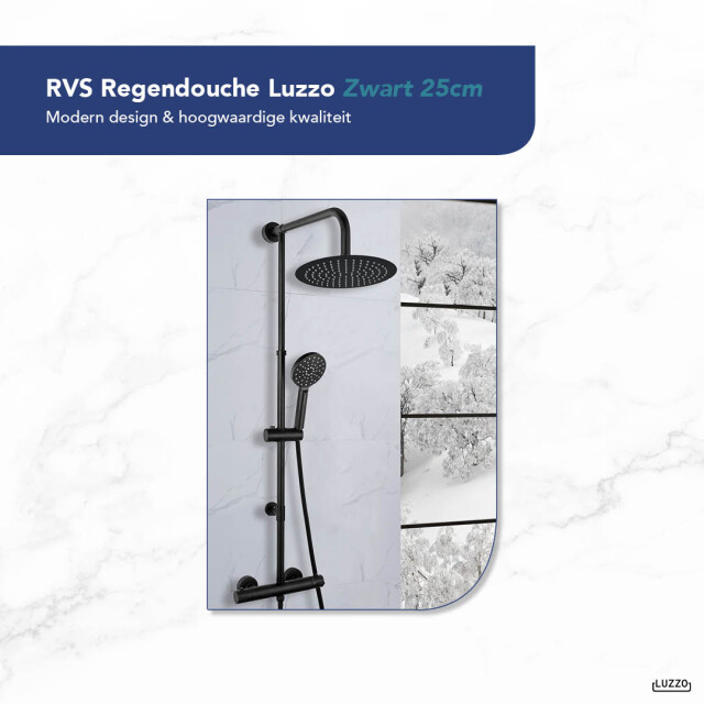 Luzzo ® 25 cm regendouche met thermostaatkraan - 3047804 large
