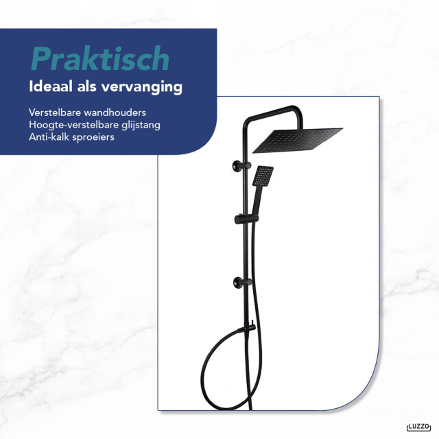 Luzzo ® douchekolom regendouche 25 cm zonder kraan vierkant - 3047810 large