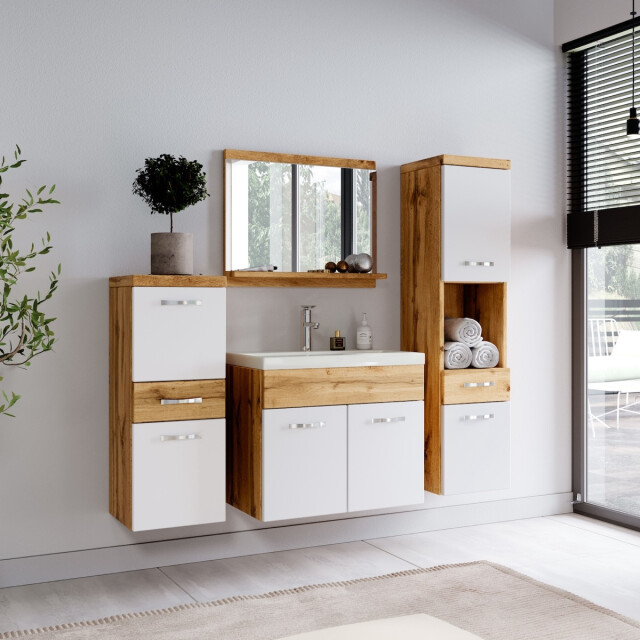 Badplaats Badkamermeubel set alba 60 x 35 cm eiken met wit badmeubel met 3181410 large