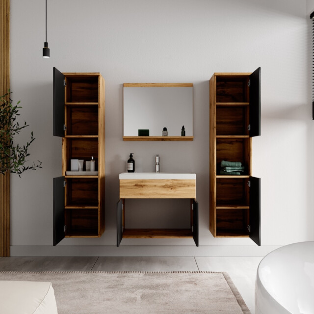 Badplaats Badkamermeubel set montreal xl 60 x 35 cm eiken met zwart - 3181382 large