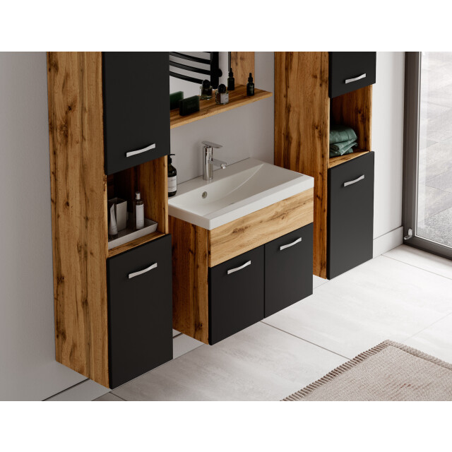Badplaats Badkamermeubel set montreal xl 60 x 35 cm eiken met zwart - 3181382 large