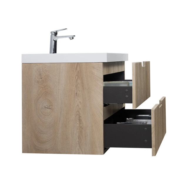 Badplaats Badkamermeubel set thermis 80cm licht badmeubel met wastafel 3181046 large