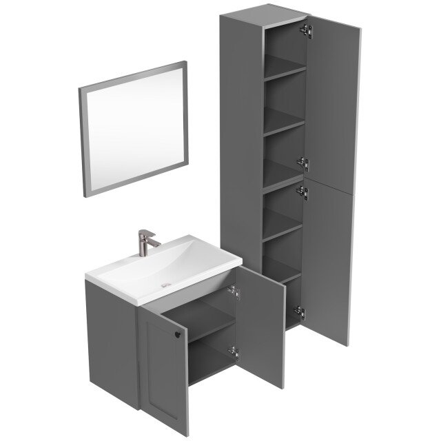 Badplaats Badkamermeubel sofia 64 x 37 cm mat grijs badmeubel met spiegel en 3180868 large