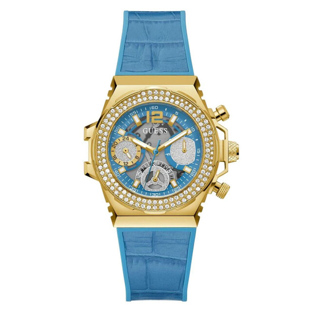 Guess Siliconen horloge voor stijlvolle gelegenheden Guess Blauwe Siliconen Horloge Voor Stijlvolle Gelegenheden large