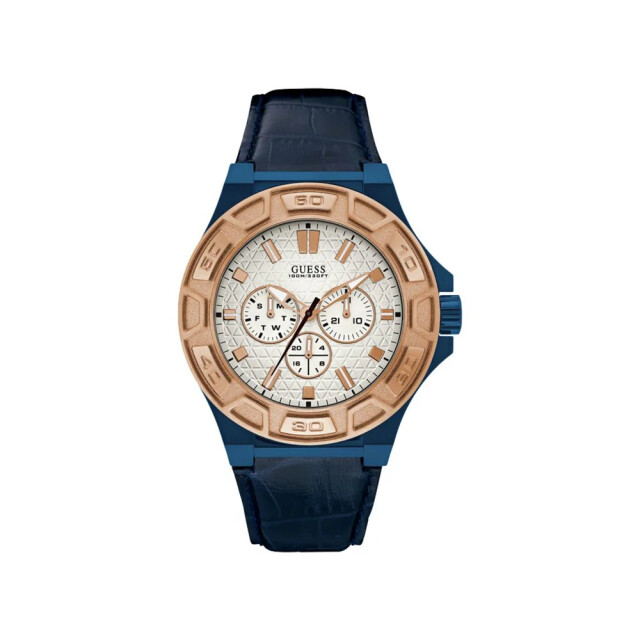 Guess Leren horloge voor tijdloze elegantie Guess Blauwe Leren Horloge Voor Tijdloze Elegantie large