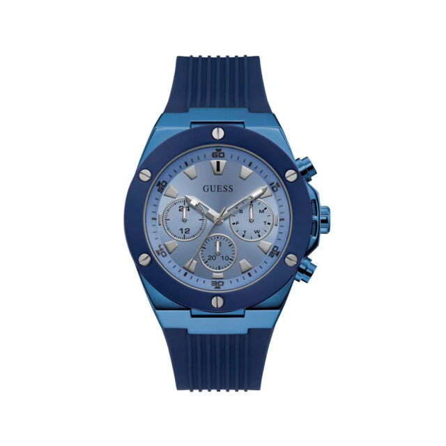 Guess Silliconen horloge voor stijlvolle looks Guess Blauwe Silliconen Horloge Voor Stijlvolle Looks large
