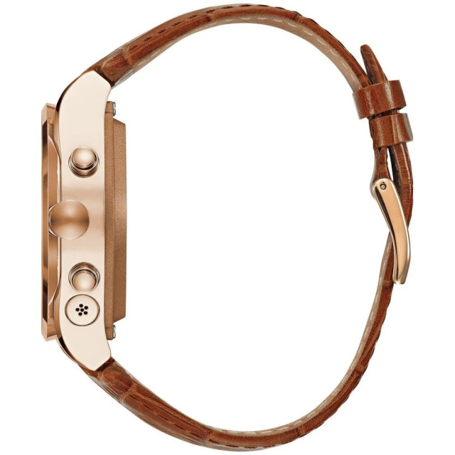 Guess Leren horloge met roze gouden behuizing Guess Bruine Leren Horloge Met Roze Gouden Behuizing large