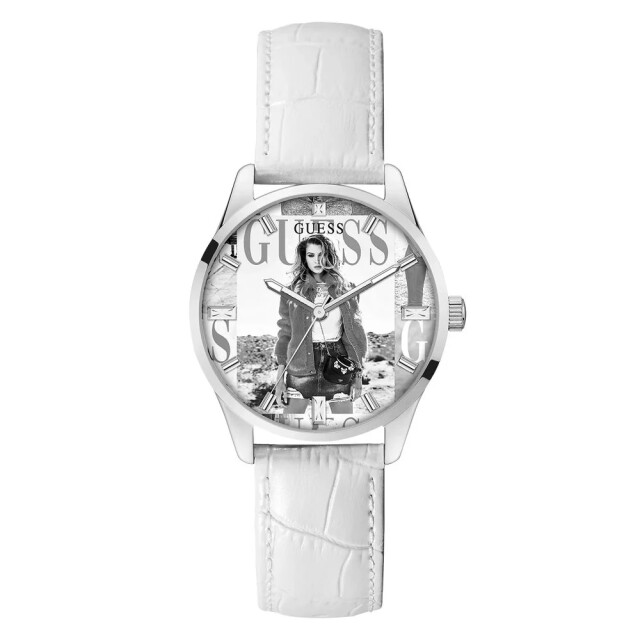 Guess Te leren horloge voor stijlvolle dames Guess Witte Leren Horloge Voor Stijlvolle Dames large