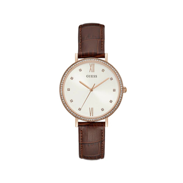 Guess Leren horloge voor elegante stijl Guess Bruine Leren Horloge Voor Elegante Stijl large