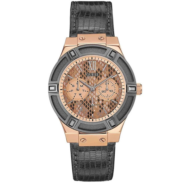Guess Leren horloge voor dames stijlvol en elegant Guess Grijs Leren Horloge voor Dames Stijlvol en Elegant large