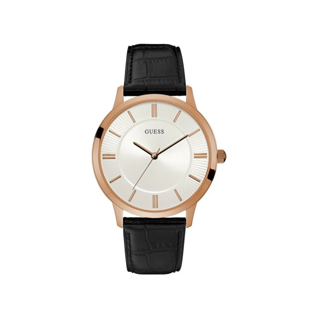 Guess Leren horloge voor stijlvolle look Guess Zwart Leren Horloge Voor Stijlvolle Look large
