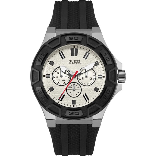 Guess Rubber horloge voor stijlvolle avonturiers Guess Zwarte Rubber Horloge voor Stijlvolle Avonturiers large