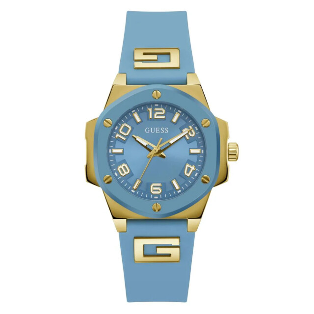 Guess Siliconen horloge voor stijlvolle comfort Guess Blauwe Siliconen Horloge Voor Stijlvolle Comfort large