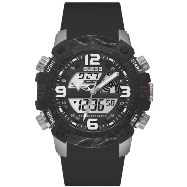 Guess Siliconen horloge stijlvol en functioneel Guess Zwart Siliconen Horloge Stijlvol en Functioneel large