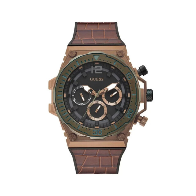 Guess Siliconen horloge voor stijlvolle look Guess Bruine Siliconen Horloge Voor Stijlvolle Look large