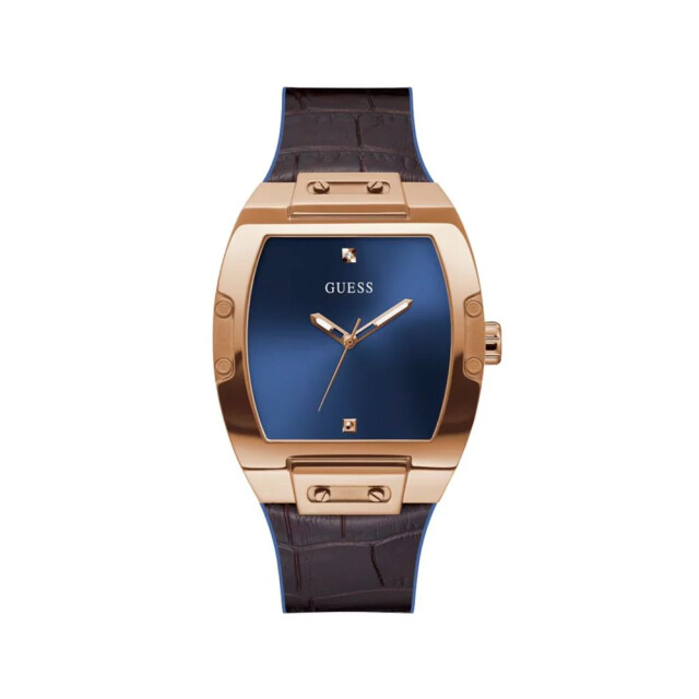 Guess Siliconen horloge met gouden kast Guess Bruine Siliconen Horloge Met Gouden Kast large