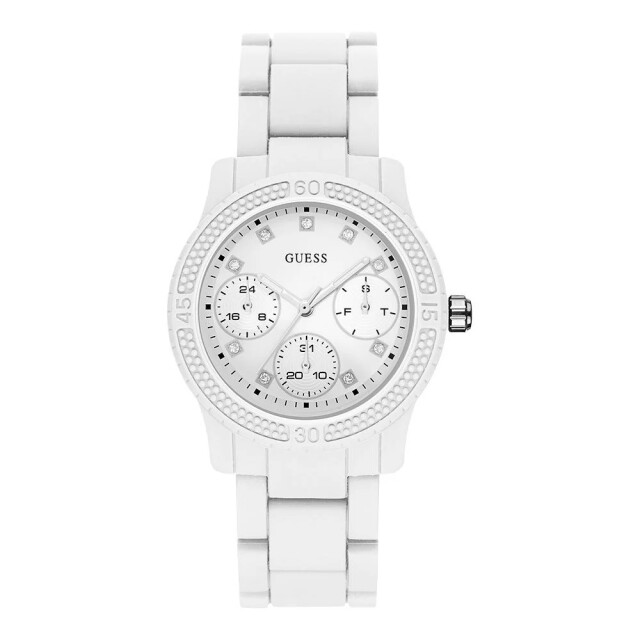 Guess Te rubber horloge voor stijlvolle gelegenheden Guess Witte Rubber Horloge Voor Stijlvolle Gelegenheden large