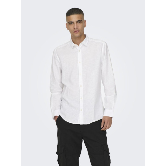 Only & Sons onscaiden ls solid linen shirt noos 22012321 white 05631.100.0197 large