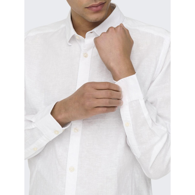 Only & Sons onscaiden ls solid linen shirt noos 22012321 white 05631.100.0197 large