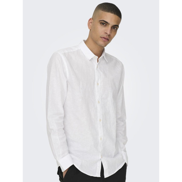 Only & Sons onscaiden ls solid linen shirt noos 22012321 white 05631.100.0197 large