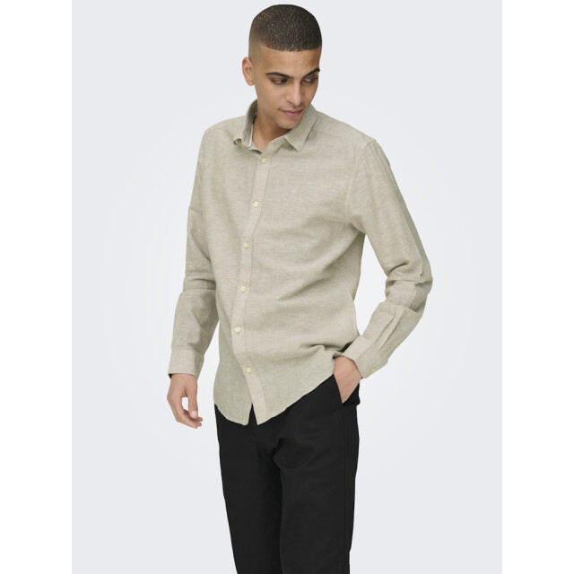 Only & Sons onscaiden ls solid linen shirt noos 22012321 chinchilla 05631.840.0043 large