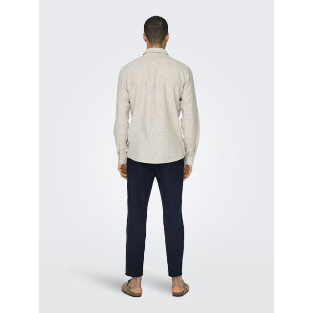 Only & Sons onscaiden ls solid linen shirt noos 22012321 chinchilla 05631.840.0043 large