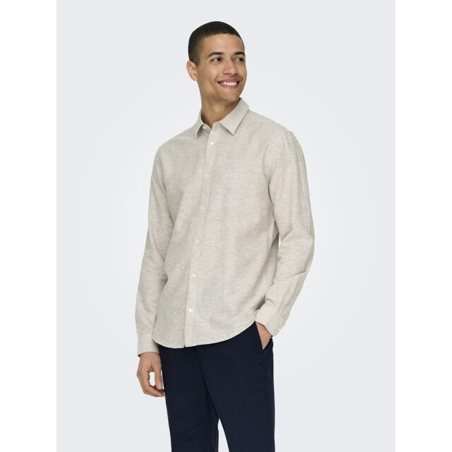 Only & Sons onscaiden ls solid linen shirt noos 22012321 chinchilla 05631.840.0043 large