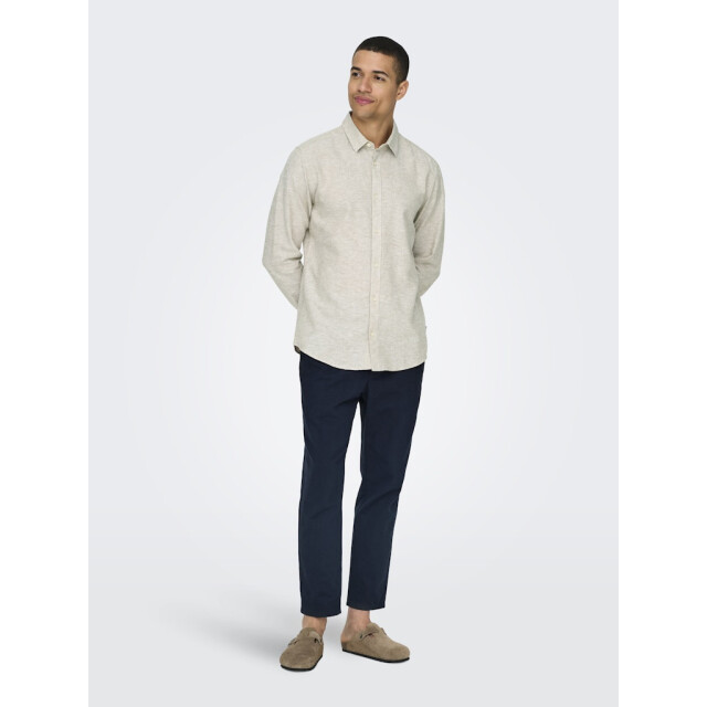 Only & Sons onscaiden ls solid linen shirt noos 22012321 chinchilla 05631.840.0043 large