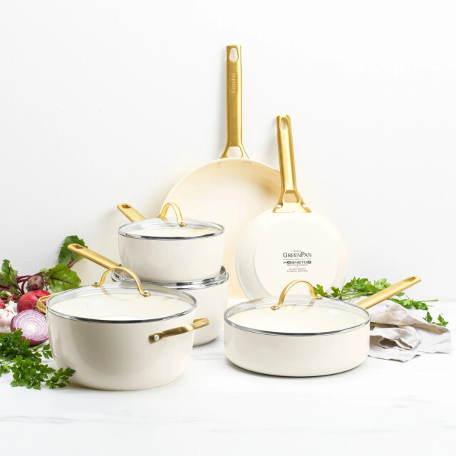Greenpan Padova cream white 10-delige pannenset met keramische antikleeflaag 10-delige CC008495-001 large