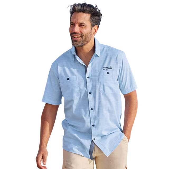 Atlas For Men Heren slub overhemd met korte mouwen UTAF2040_lightblue large