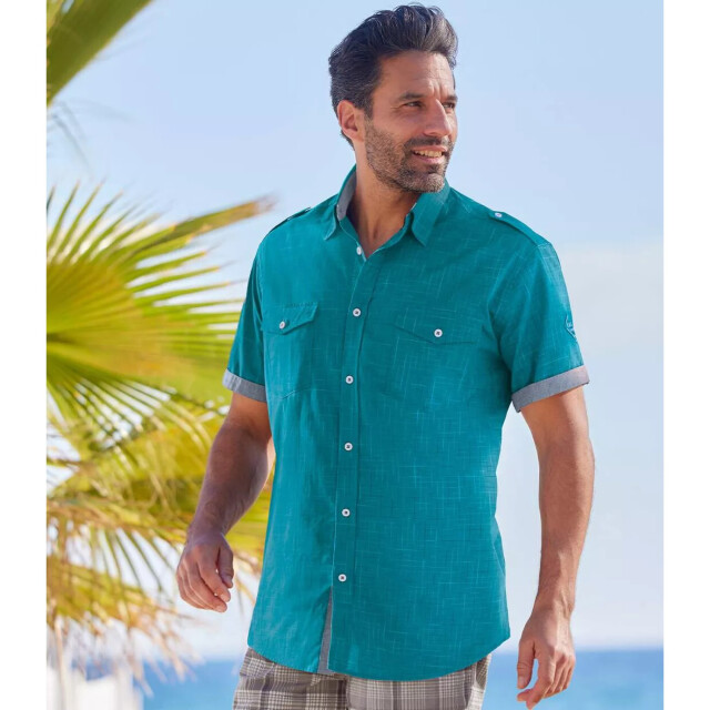 Atlas For Men Heren poplin piloten overhemd UTAF635_pigeonblue large