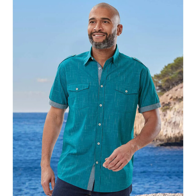 Atlas For Men Heren poplin piloten overhemd UTAF635_pigeonblue large