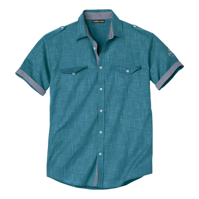 Atlas For Men Heren poplin piloten overhemd UTAF635_pigeonblue large