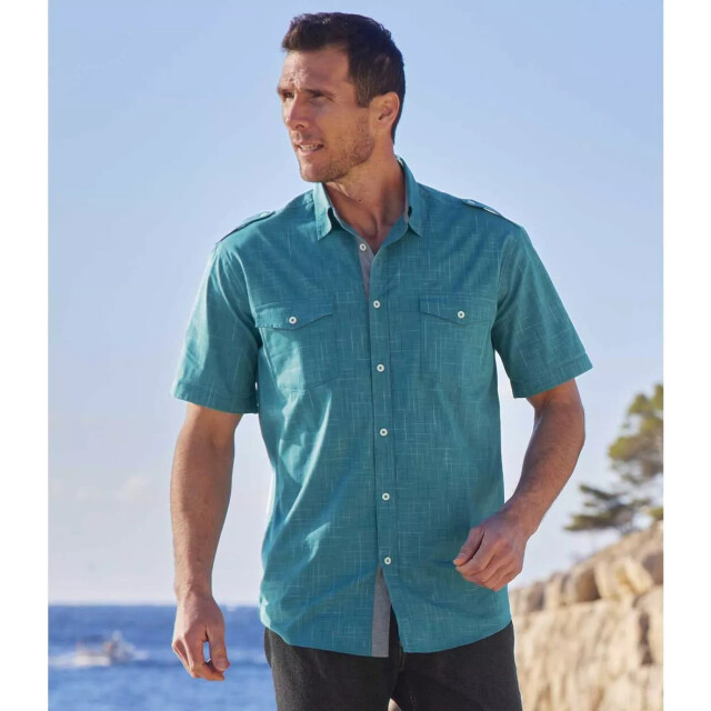Atlas For Men Heren poplin piloten overhemd UTAF635_pigeonblue large