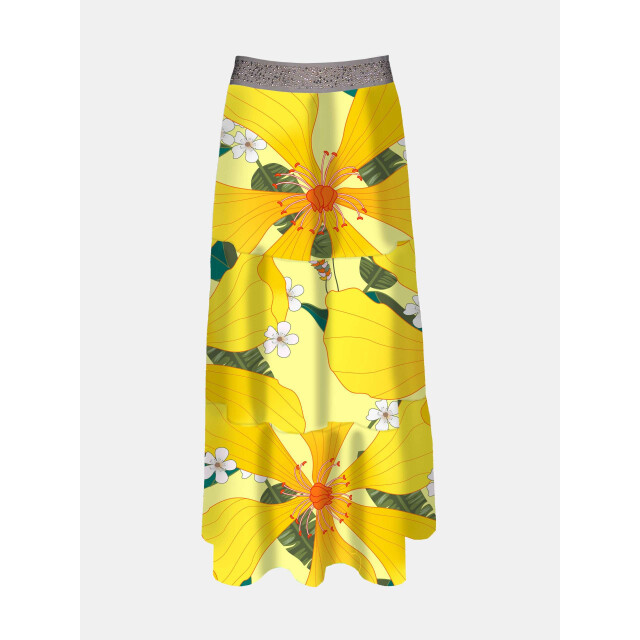 Mucho Gusto ® rok toulouse geel bloemenprint MUCHO GUSTO® Rok Toulouse Geel Bloemenprint large