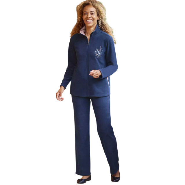 Atlas for Women Dames geborduurde fleece top & billen set UTAF2118_navy large