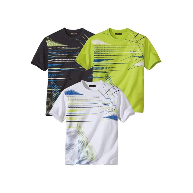 Atlas For Men Sport t-shirt met grafische print voor heren (pak van 3) UTAF1310_blackgreenwhite large