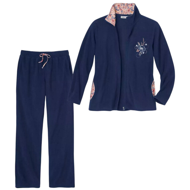 Atlas for Women Dames geborduurde fleece top & billen set UTAF2118_navy large
